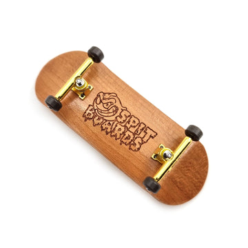 34mm Fingerboard Complete Wood Pro Set-Up (Pre-Assembled, 5-Layers), Pro Trucks, CNC Bearing Wheels, Foam Grip Tape, (Deck: Light-Brown Wood, Trucks: Gold, Wheels: Brown) 34 mm Pro Fingerboard SPITBOARDS